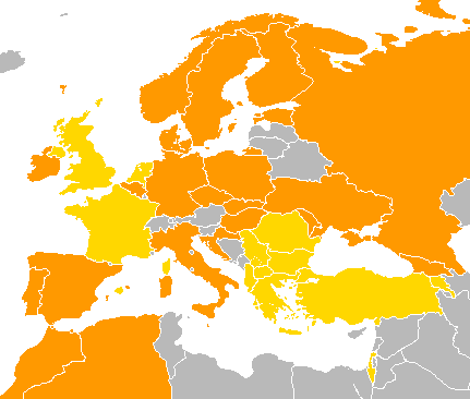 Europakaart internationale dans bij AVIVA